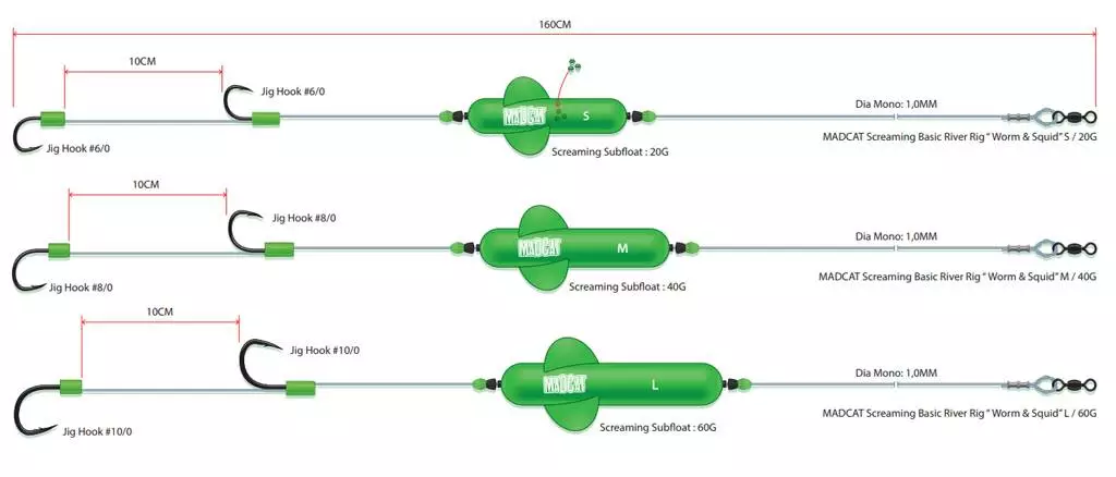 MAD CAT Screamin Basic River Rig - Worm & Squid 5 MAD CAT Screamin Basic River Rig - Worm & Squid - Afbeelding 3